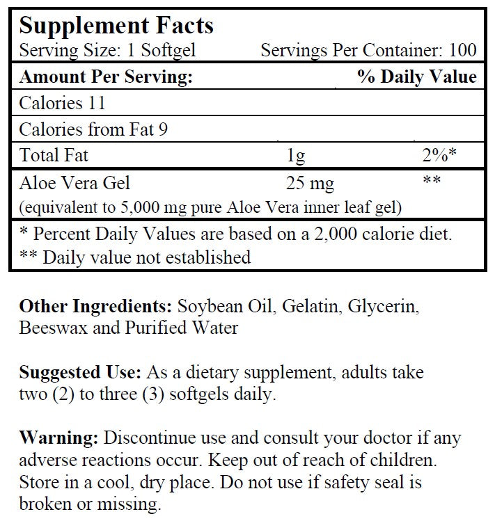 Aloe Vera (100 Softgels/ 5,000 mg)
