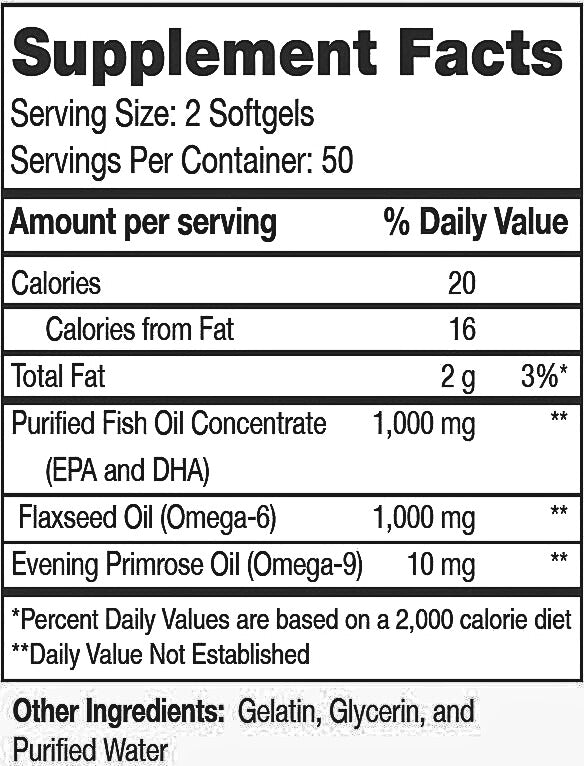 Omega-369 Fish Oil + Flaxseed + EPO (100 Softgels) – Nu-Health Products
