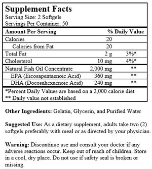 Omega-3 Fish Oil (100 Softgels/ 1,000 mg)