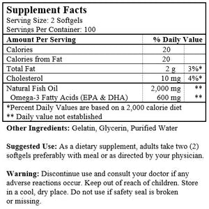 Alaska Deep Sea Fish Oil (200 Softgels / 1,000 mg)