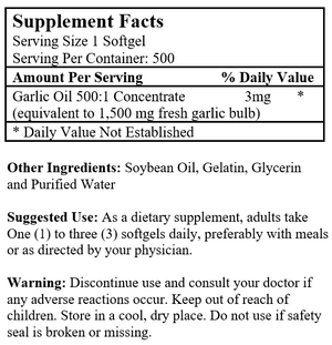 Garlic Oil (500 Softgels / 1,500 mg)
