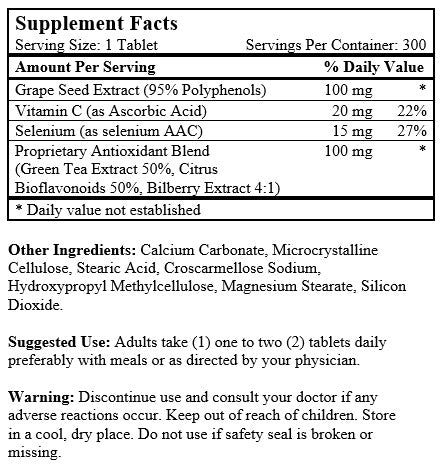 OPC Grape Seed Extract (300 Tablets / 100 mg)