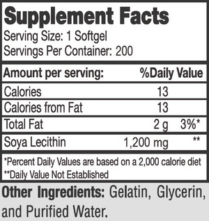 Soy Lecithin (200 Softgels/ 1,200 mg)