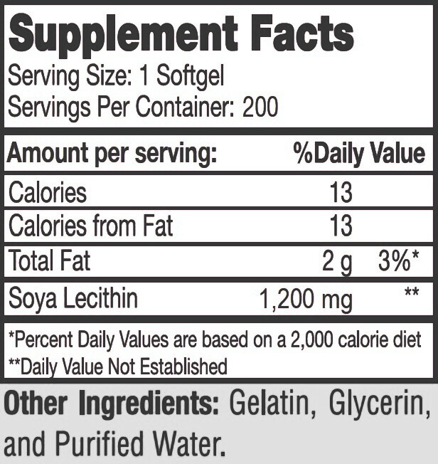 Soy Lecithin (200 Softgels/ 1,200 mg)