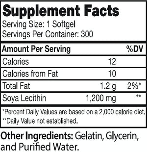 Soy Lecithin (300 Softgels/ 1,200 mg)