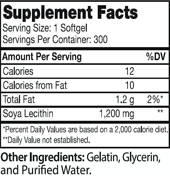 Soy Lecithin (300 Softgels/ 1,200 mg)