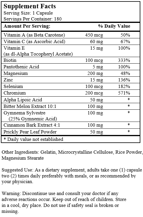 Diabetic Support Formula (180 Capsules)