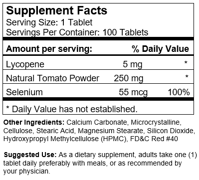 Natural Tomato Extract w/ Lycopene (100 Tablets)