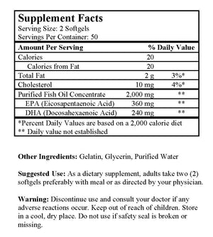 Omega-3 Fish Oil (100 Softgels/ 1,000 mg)