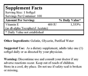 Vitamin E  (100 Softgels/400 IU)