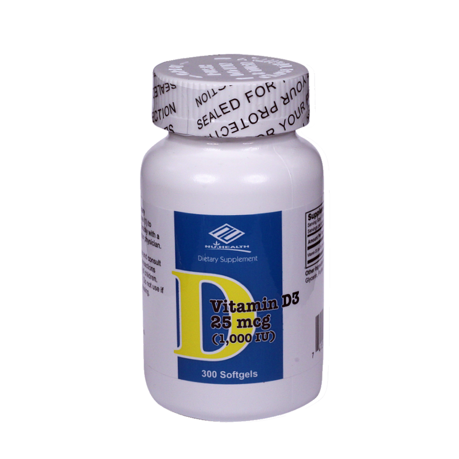 Vitamin D3 25 mcg (1,000 IU)(300 Softgels)